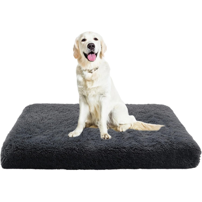 М'яке ортопедичне ліжко для собак та котів, 75x50x7 см, темно-сірий колір. Підходить для великих та середніх собак, антиковзаюча, легко миється.