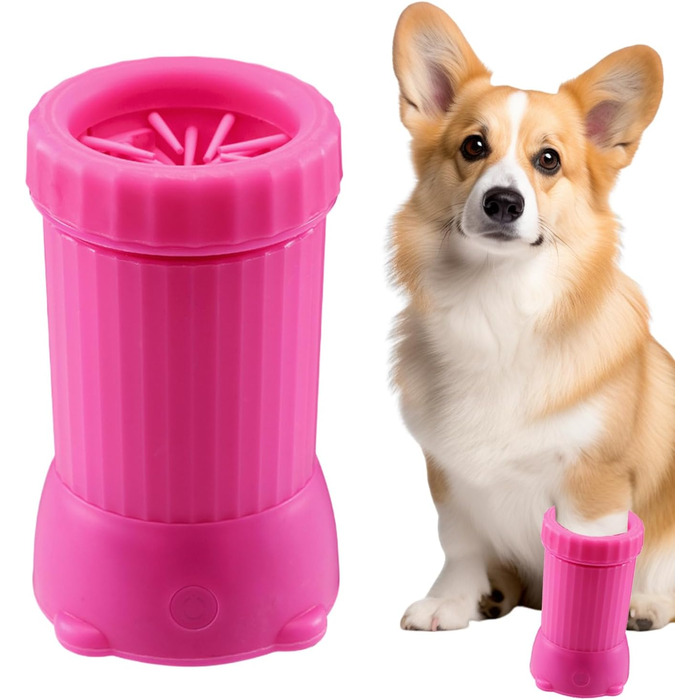 Автоматичний очищувач лап для собак, USB-зарядка, для дому, середні та великі породи, цуценята, зелений (рожевий)