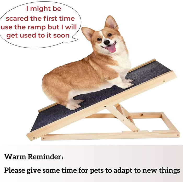 Складана рамка для собак Hunderampe з дерева, 4 секції, регульована висота 30-60 см, для маленьких та великих собак, антиковзаюча поверхня, 70 x 35 x 30/40 см