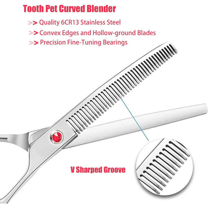 Професійна вигнута ножиця для грумінгу собак 7.2 дюйми, з нержавіючої сталі 440C, симетрична ручка