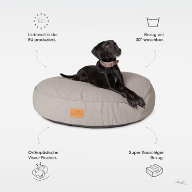 Килимок для собак Freudentier XXL круглий - Ергономічне ліжко для собак, що можна прати - М'який корзинка для собак - Виготовлено в ЄС - Килимок для собак великих собак & ліжко для собак середніх собак (темно-сірий, 100 см) ⌀ 100 см Темно-сірий