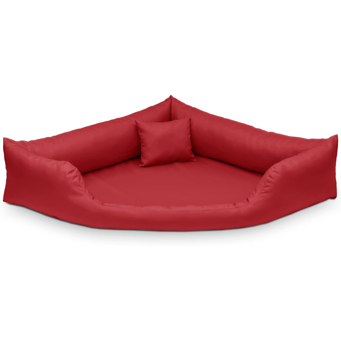 Килимок для собак Juelle з штучної шкіри, кутовий, для середніх та великих собак, м'який, софа Gabi M-XXL (80x80 см, XXL - 140x140x24 см, Червоний)