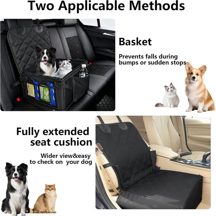 Автокрісло для собак, стабільне, водонепроникне, для маленьких та середніх порід, з посиленими стінками та ременями безпеки