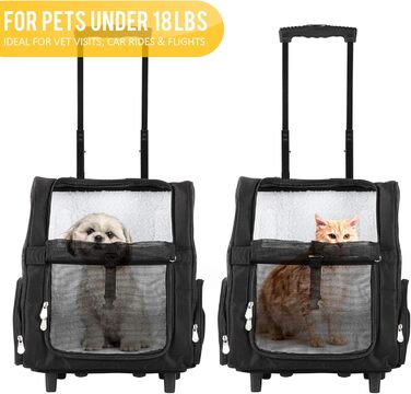 Чорний дорожній рюкзак для тварин Kopeks Deluxe, великий, 52 x 32 x 45 см