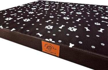 Ортопедичне ліжко для собак Odolplusz - великі породи | М'яке ліжко для собак середніх та великих порід | Матрац для собак з пральним покриттям | (100x70x7 см, Колір: Коричневий, Мотив: Кістка)