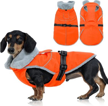 Куртка для собак Kuoser, тепла водонепроникна флісова куртка для середніх собак, регульована та світловідбиваюча, помаранчевого кольору M