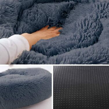 DEEN М'яке ліжко для котів та собак, кругла, 60 см, сірого кольору