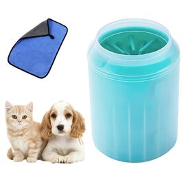 Очищувач лап для собак, портативний для прогулянок, силіконові щітки, Ø5/6/7 см, видаляє бруд (зелений, L)