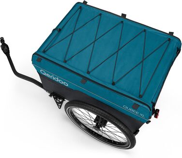 Qeridoo Qubee XL Petrol: Складаний вантажний причіп з об'ємом 220л та швидкою з'єднювальною рамою | Причіп для велосипеда & візок-валіза з повітряними шинами | Аксесуари для велосипеда | Велосипедний причіп