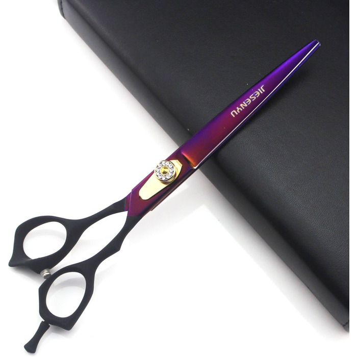 Набір професійних ножиць для грумінгу JIESENYU: 7 дюймів, ножиці для шерсті, вигнуті ножиці, ножиці для фінальної обробки (4 шт.) для собак, фіолетовий
