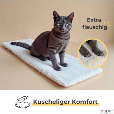 PiuPet Клітка-ліжко для котів на підвіконня 90x25 см | Нековзне ліжко для котів на підвіконня | М'яка, самонагріваюча ковдра для котів | Бежевий