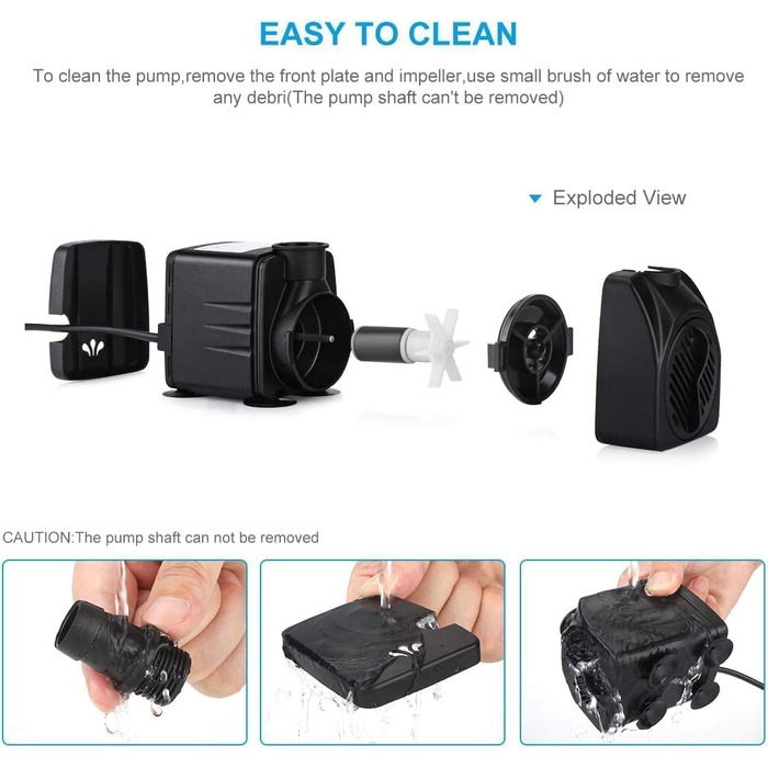 Погружний насос для ставка, фонтану, акваріума Wasserpumpe 1800 л/год, 25 Вт, 3 насадки (13/16/19 мм)