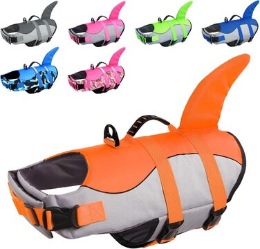 Спасальний жилет для собак CITÉTOILE у вигляді акули, оранжевий, розмір M (набір 1)