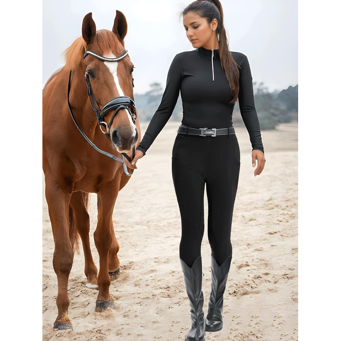 Легінси для верхової їзди DMVOD для жінок, повний силіконовий захват, чорні, розмір L