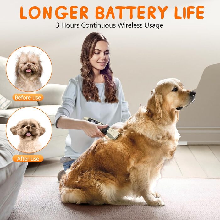 Професійний триммер для собак та котів YAZ EKY Leise - електрична машинка для стрижки з 4 насадками, для густого, кучерявого та довгого волосся