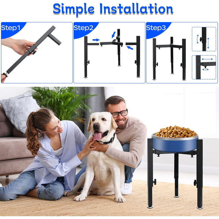 Підставка для корму для собак Triangle, регульована висота, метал, стабільна та протиковзна