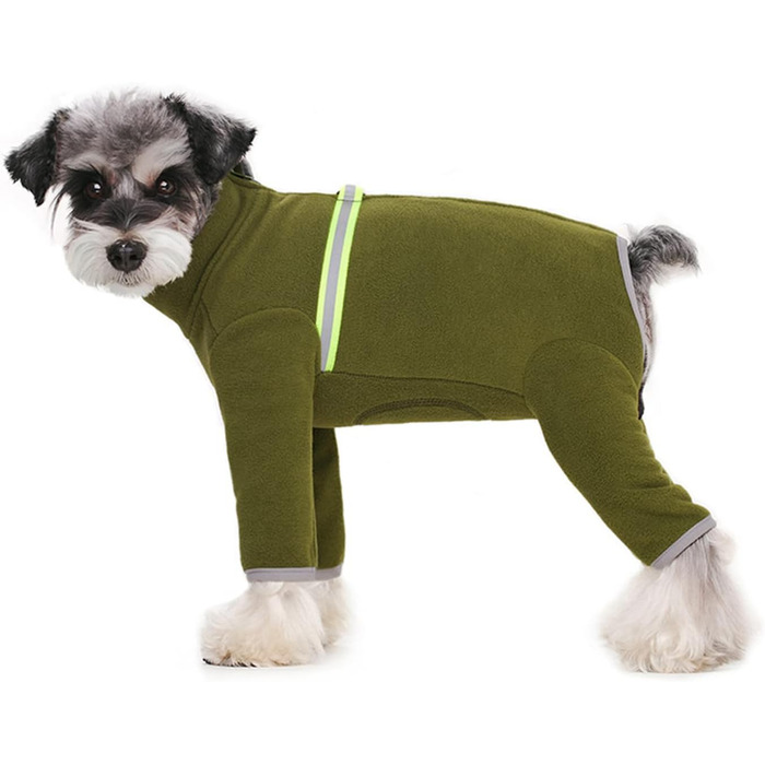 Зимовий одяг для маленьких собак: теплий зимовий пуховик, м'який фліс з світловідбиваючим блискавкою, комбінезон для цуценят, піжама для домашніх тварин, костюм, одяг (оливковий, розмір M)