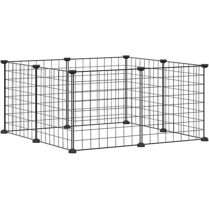 Клітка для домашніх тварин vidaXL, 8 секцій, чорна, 35x35 см, сталевий вольєр для дрібних тварин
