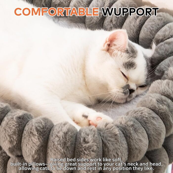 Кішка ліжко-гамак для вікна CheerPals, м'яка знімна наволочка, стабільне сталеве гніздо, до 18 кг, білий-L (сірий-M)