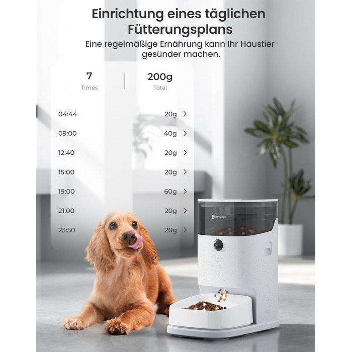 Автоматичний годівниця для котів PETGUGU з таймером та керуванням через APP, керамічний набір для котів та собак, для кількох тварин (PF2)