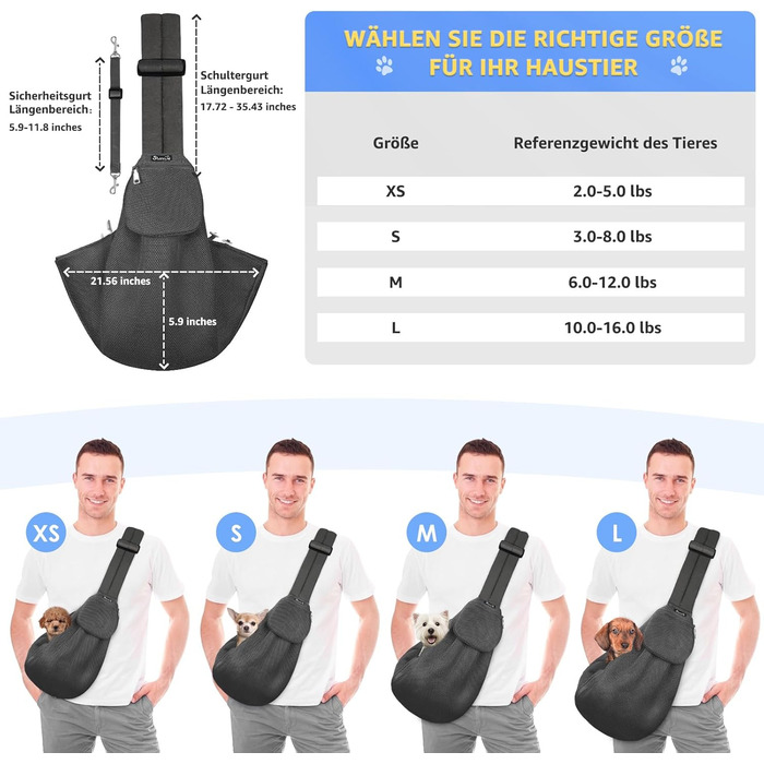 Сумка-переноска для собак SlowTon, сіра, L (4,5-7,2 кг) з регульованим плечовим ременем та передньою кишенею