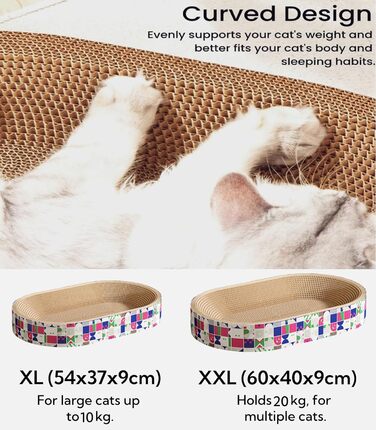 Кігтеточки для котів 2 шт. - овальні, 61 см, з лежаком, з картону, XXL (60x40x9 см)