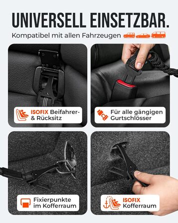 Автогурт для собак 'Argo' – регульований безпечний ремінь з амортизацією та ISOFIX, підходить для всіх порід (Чорний, S, 35-45 см)