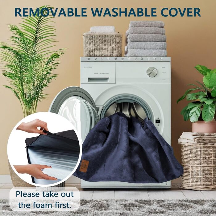 Килимок для собак з меморі-піни XL, водовідштовхувальний, знімний, пральний чохол, для великих собак, 106.7 x 27 x 2 см, морської колір