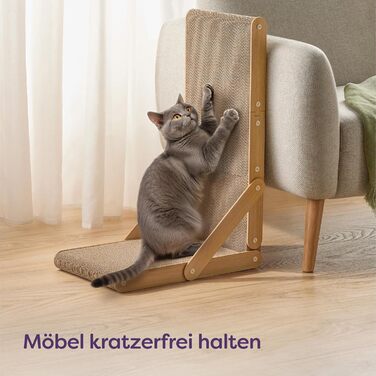 Кігтеточка для котів Knupis велика 68 см - міцна картонна кігтеточка для догляду за кігтями - до 2 років використання - легка збірка - поворотне L-подібне виконання - захист дивану та стін