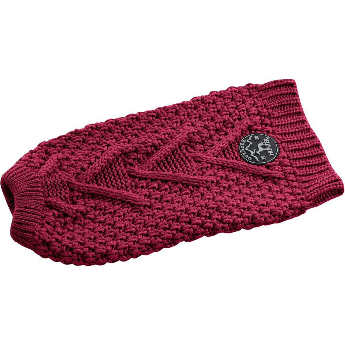 Теплий пуловер для собак HUNTER Malmö, бордовий, з в'язаним візерунком, для оптимальної посадки, з відбиваючими елементами, можна прати при 30°C, розмір 30