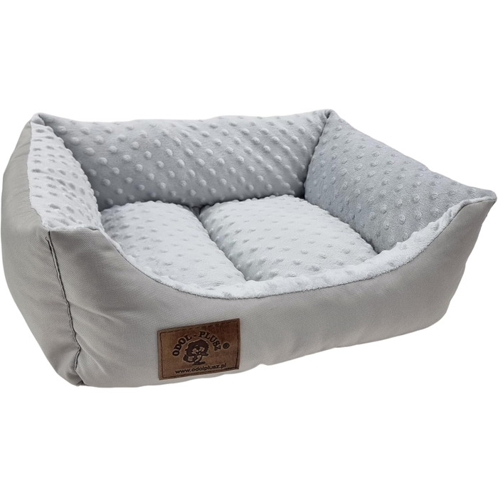 Ліжко для собак Odolplusz: м'який кошик-софа для маленьких собак, 50x40 см (сірий) | з наповнювачем з силіконових кульок | гіпоалергенне
