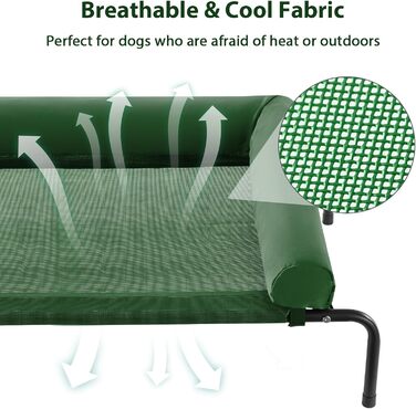 Велике літнє собаче ліжко RRPETHOME з металевим каркасом, U-подібною подушкою, для собак до 34 кг, з дихаючої сітки та неслизькими ніжками, 91.4 x 66 x 20.3 см (106.7 x 34.3 x 20.3 см), світло-зелене