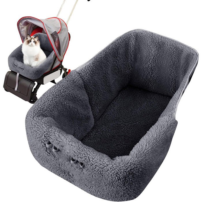 Матрац для тварин у візочок – зимова подушка для собак та котів, магнітна, для цуценят, кошенят, у подорожах, на прогулянках, в авто, до ветеринара, сірий
