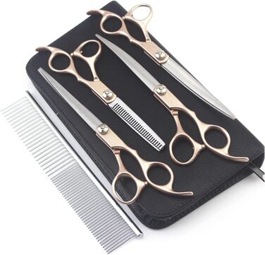 Професійний набір ножиць для грумінгу собак RWRAPS 7 дюймів з золотим руків'ям (ефектні ножиці)