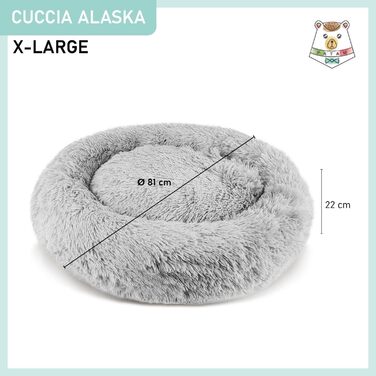 М'яке ліжко для собак та котів Alaska Grey, велике, 81 см, знімний чохол, неслизьке, машинне прання