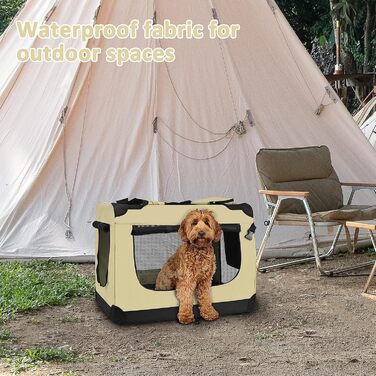 Транспортна переноска для собак PISPET - складана переноска з комфортним вкладишем. Підходить як затишний собачий будинок. Розміри: 80x55x55 см, Бежевий колір