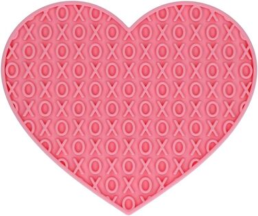 Килимок для тварин у формі серця, 19 x 23 см - Анти-сніф мат - повільний годівник - килимок для копання - 100% силікон - миється в посудомийній машині - для тварин - антиковзаючий миска - Рожевий, 19 x 23 см