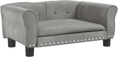 Лягушковий лежак для собак, м'який лежак для тварин, диван-софа для маленьких собак, лежанка для котів, світло-сірий велюр, 70 x 45 x 30 см