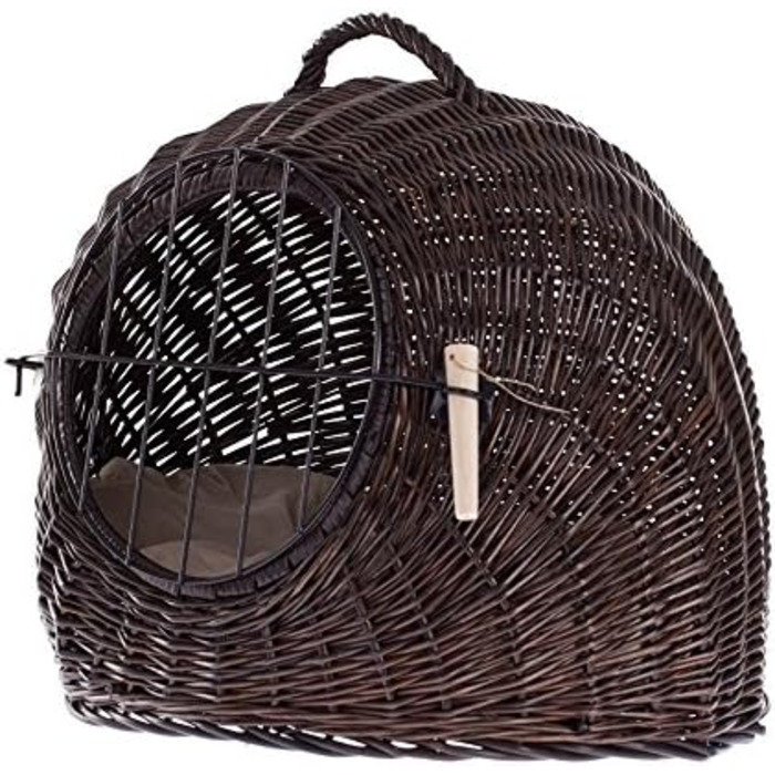 Кішка Будиночок Венге-Сірий, Корзина для кота з плетеної лози, Лежанка для кота з ручкою