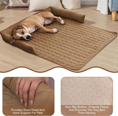 OKYUK Преміум лежанка для собак - захист дивану для тварин, ручної роботи та пральна подушка для собак, м'яка лежанка для собак для всіх розмірів (Корд Кава, 75 x 75 см) 75 x 75 x 10 см Корд Кава