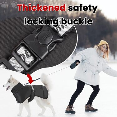 Тепла куртка для собак на зиму, чорна, з відбиваючими смужками, 3XL