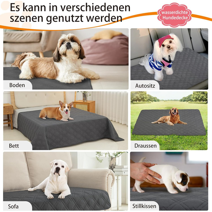 Водонепроникний плед для собак GYURO, великий, миючий, з неслизьким покриттям, захищає меблі (сірий, 235*259 см)