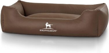 Лягу для собак Knuffelwuff Sidney з штучної шкіри, M-L, 85 x 63 см, знімний чохол, легко мити, для великих, середніх та малих собак (Колір: Коричневий, Розмір: 105 x 75 x 25 см)