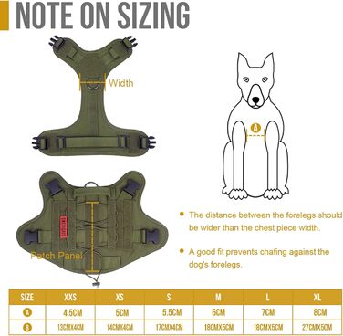 Тактична шлейка для собак OneTigris FIRE WATCHER, 1000D нейлон, з ручкою та 2 D-кільцями, безпекова жилетка для собак, зелена, розмір L