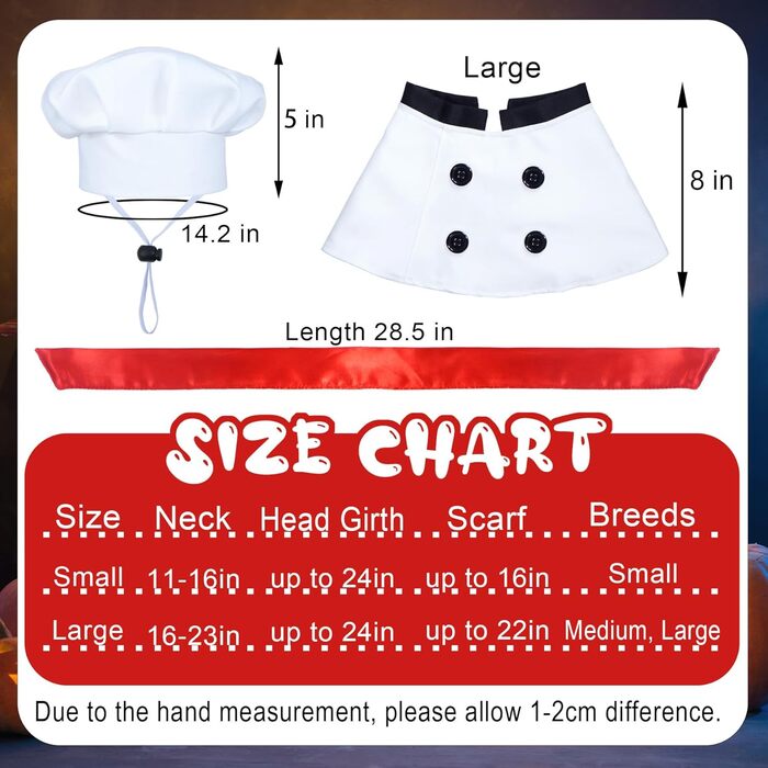 Костюм на Хелловін для собак: кухар з червоним шарфом, великий розмір