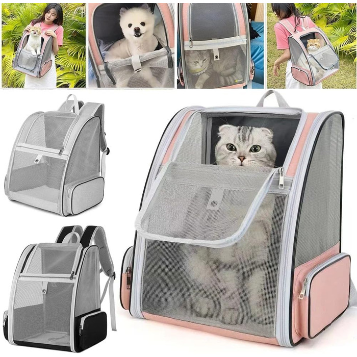 Рюкзак для кота та собаки, переноска для собак та котів, переноска для маленьких собак, валіза для авіаперельотів (Рожевий)
