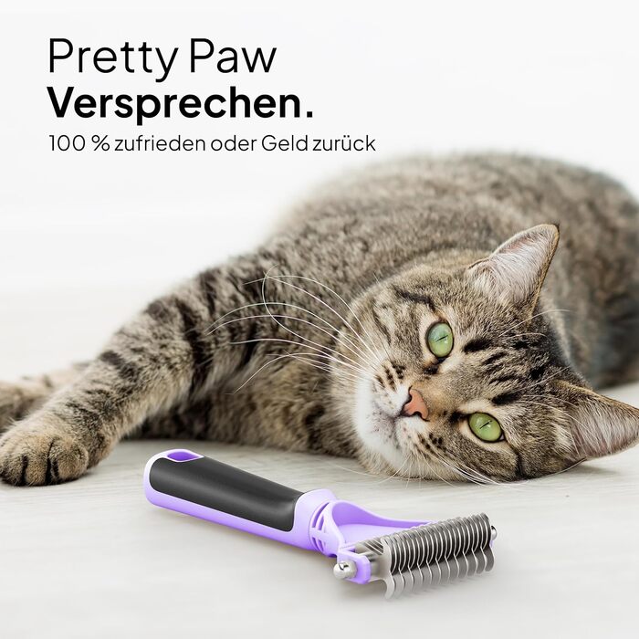 Щітка для котів Pretty Paw® для видалення шерсті, масажна підшерсткова щітка, для довгошерстих та короткошерстих котів, проти ковтунів, лаванда, нова!