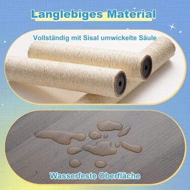 Дерев'яний кігтетопор Hey-brother Holz Kratzbaum 184см для великих котів, багатоярусний, зі стійкою платформою, кошиком, будиночком, щіткою та драбиною (Gris Vintage)