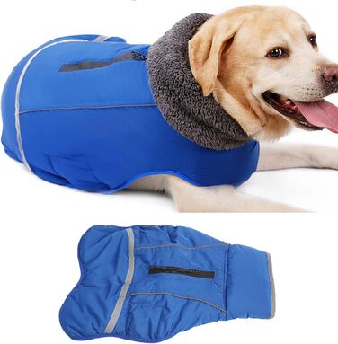 Теплий зимовий пухнастий нашийник для собак, куртка для собак, нашийник з нейлону з відбиваючим дизайном, XXXL, блакитний