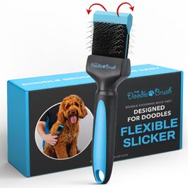 Слікер-щітка The Doodle Brush для пуделів та дудлів: гнучка щітка з довгими зубцями для розплутування та догляду за кучерявою шерстю довгошерстих собак
